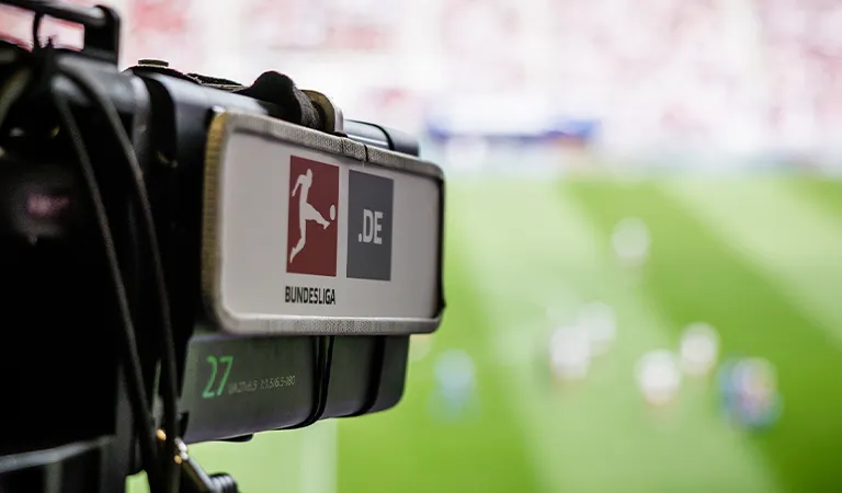 A camera with a Bundesliga sign on the side. (Photo)
